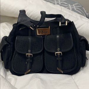 Diorissimo Multi Pocket Black Canvas Shoulder Bag